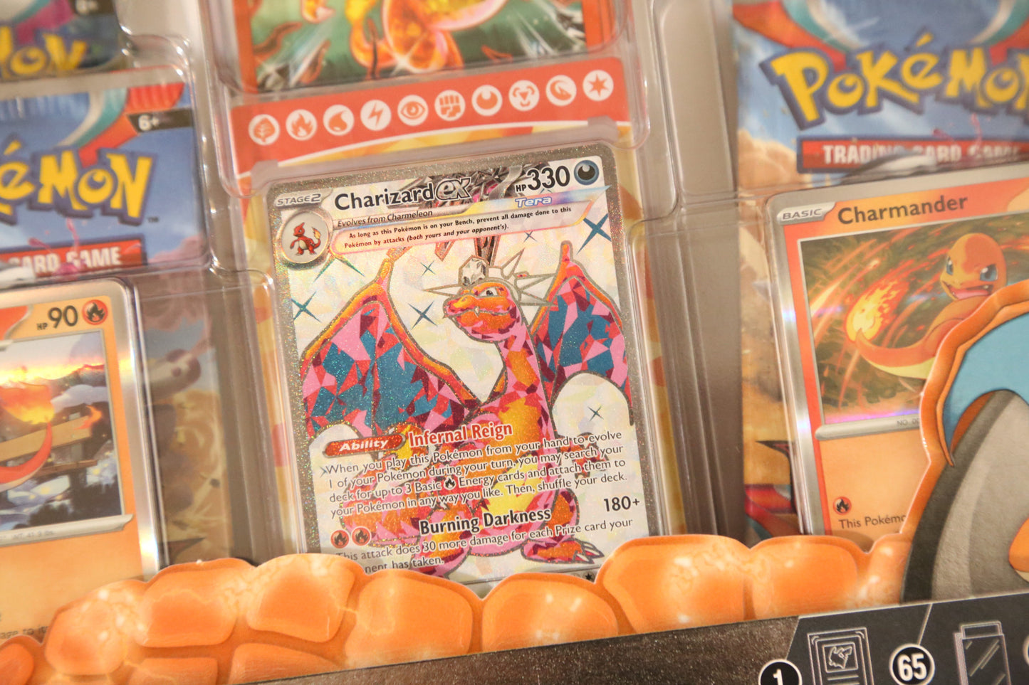Pokemon TCG: Charizard ex Premium Collection | Factory Sealed | 6 Booster Packs + 3 Foil Promo Cards | MCAP