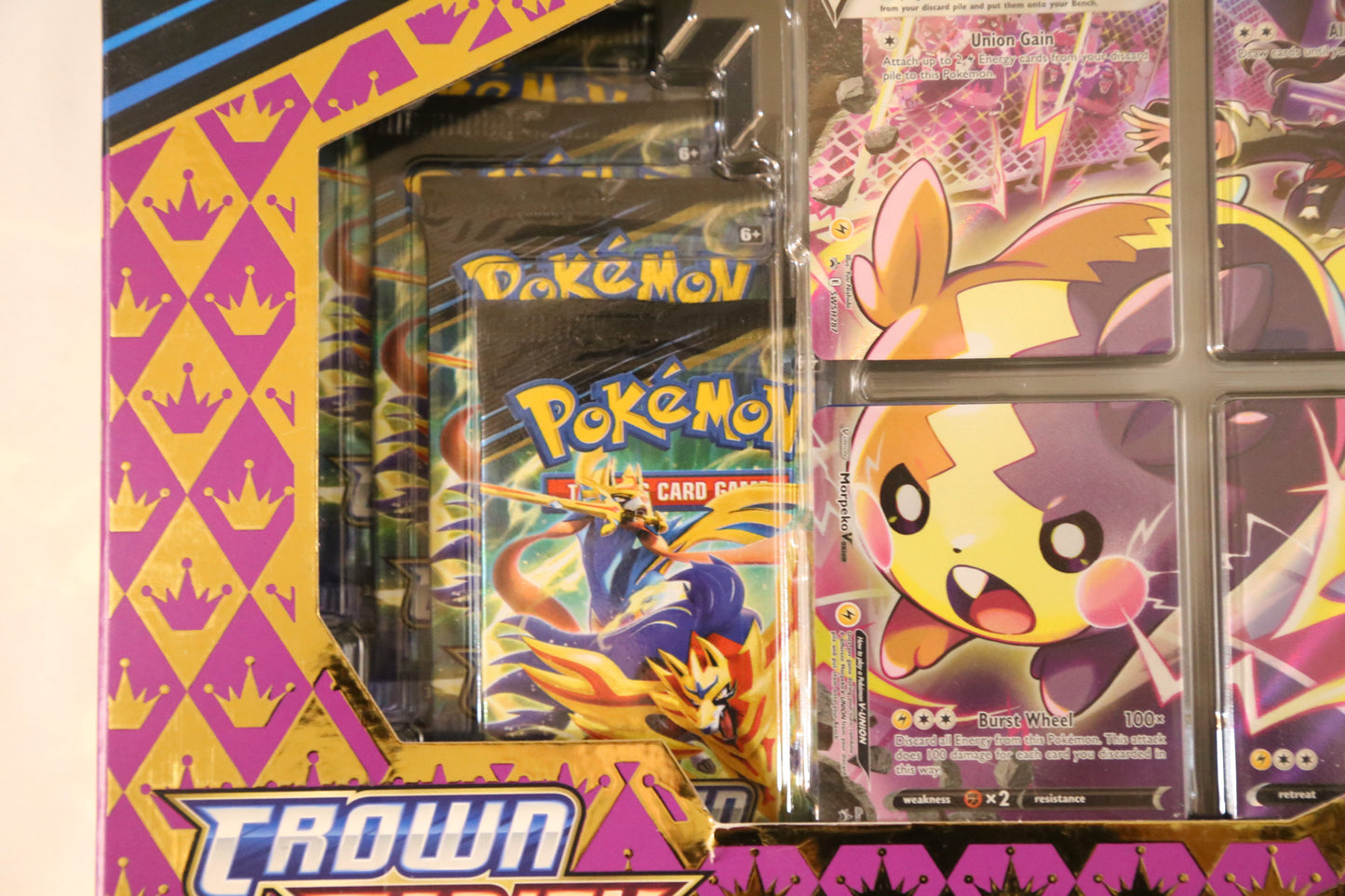 Pokemon TCG: Morpeko V-UNION Premium Treasures Collection – Crown Zenith | Factory Sealed | 5 Booster Packs + Playmat