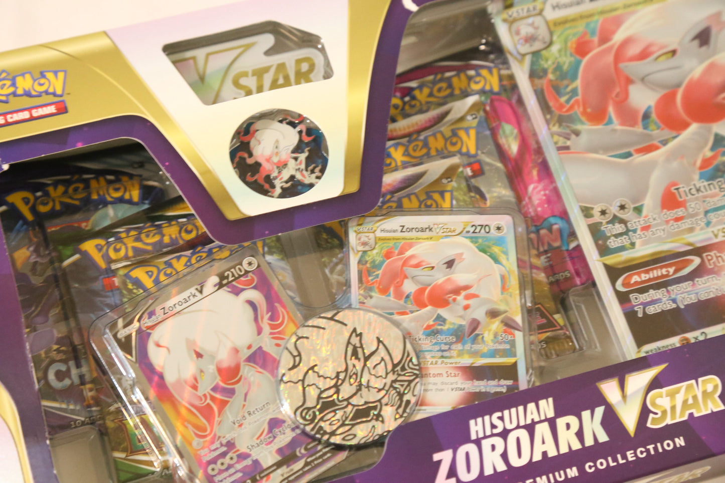Pokemon TCG: Hisuian Zoroark VSTAR Premium Collection – SWSH11 | Lost Origin | 6 Booster Packs | Factory Sealed