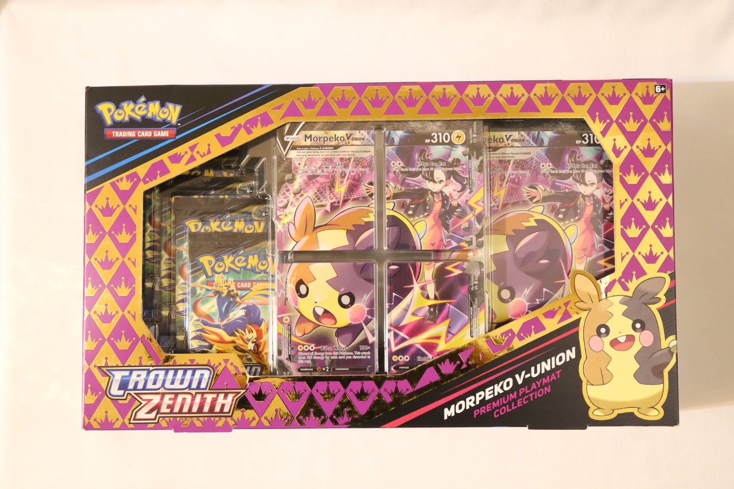 Pokemon TCG: Morpeko V-UNION Premium Treasures Collection – Crown Zenith | Factory Sealed | 5 Booster Packs + Playmat