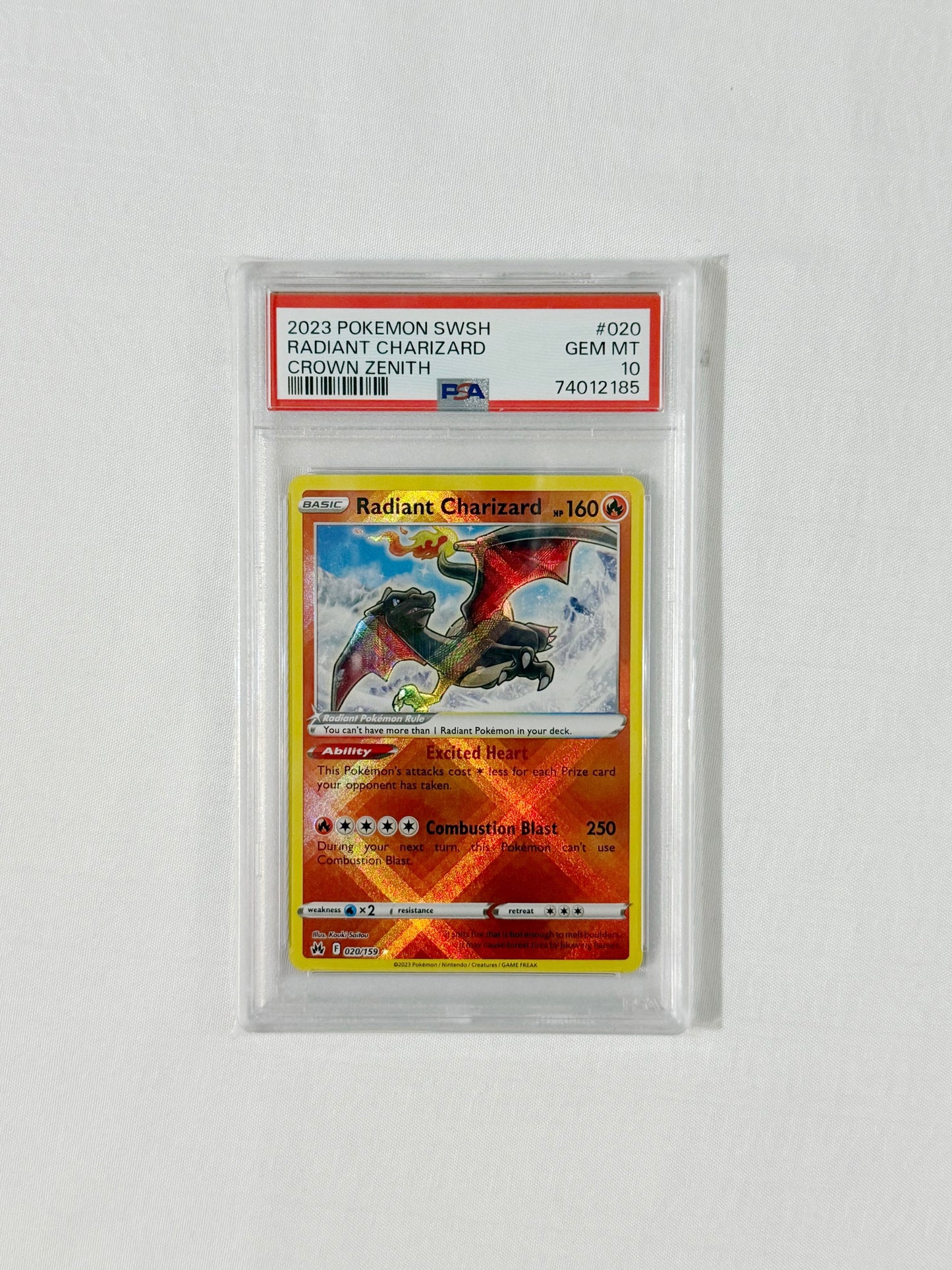 2023 Pokémon Radiant Charizard – PSA 10 GEM MINT – Crown Zenith #020/159
