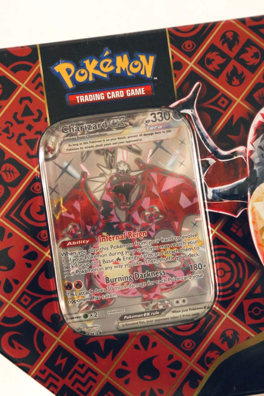Pokemon TCG: Paldean Fates Tin – Charizard ex | SV Paldean Fates (PAF) | Factory Sealed | 5 Booster Packs